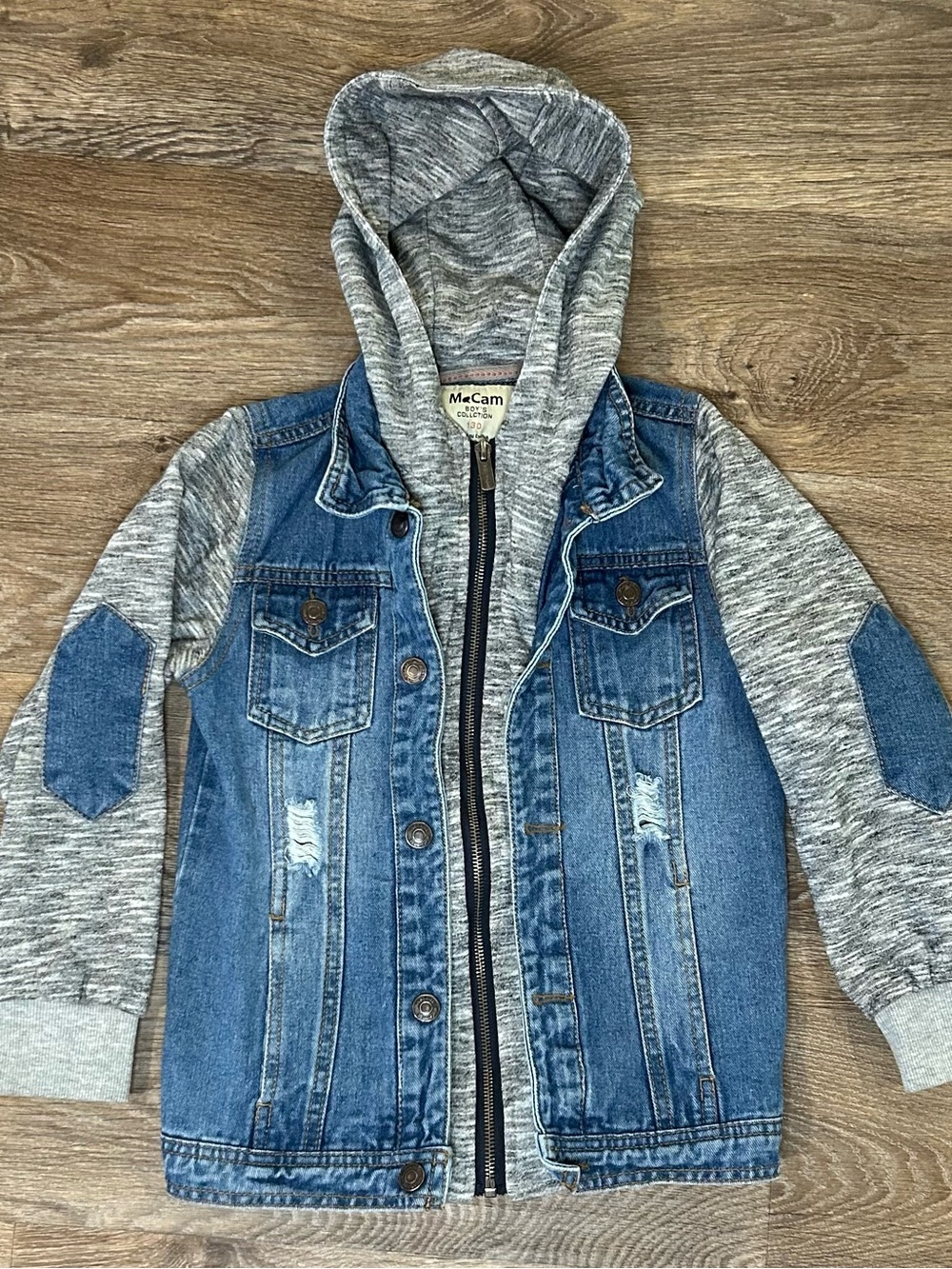 MaCam Boys Denim Jean Jacket - Size 7/8 M Boys (130) - Hoodie Full Zip & Buttons